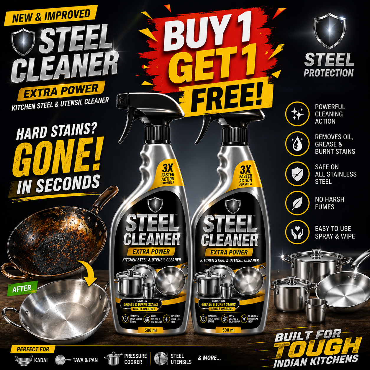 Steel Shine Pro Spray🔥BUY 1 GET 1 FREE✨